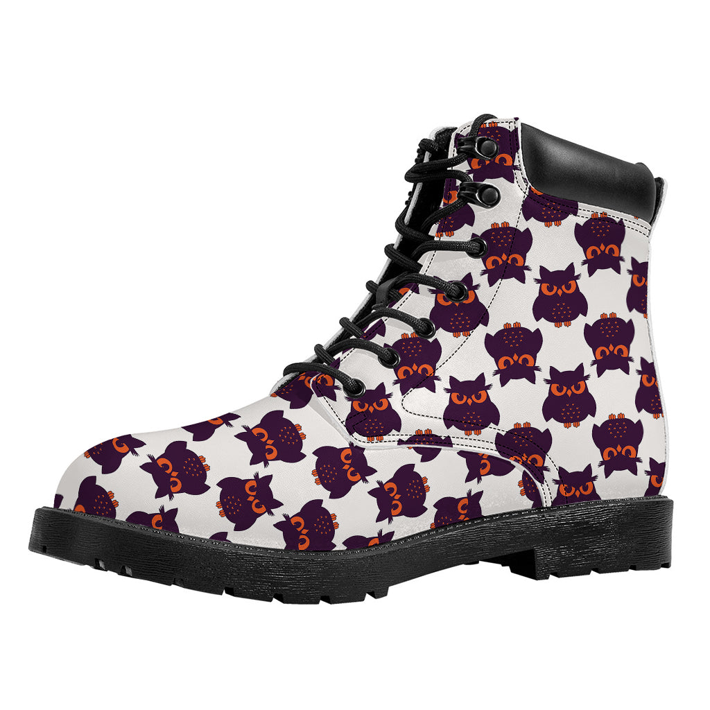Halloween Owl Pattern Print Work Boots