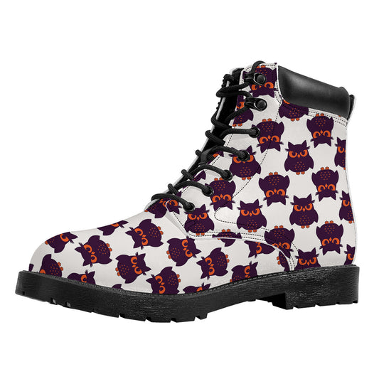 Halloween Owl Pattern Print Work Boots