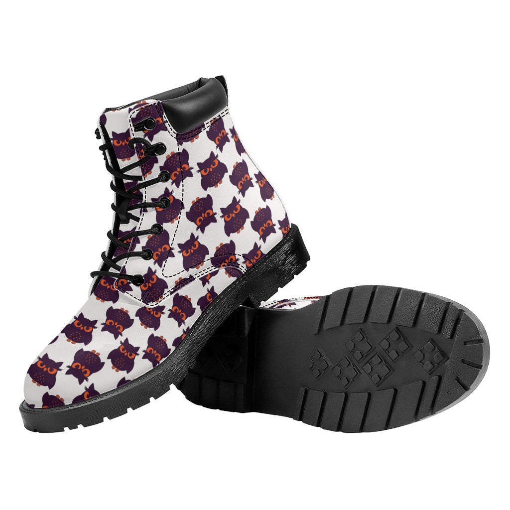 Halloween Owl Pattern Print Work Boots