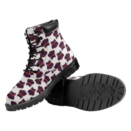 Halloween Owl Pattern Print Work Boots