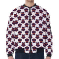 Halloween Owl Pattern Print Zip Sleeve Bomber Jacket