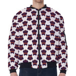 Halloween Owl Pattern Print Zip Sleeve Bomber Jacket