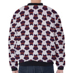 Halloween Owl Pattern Print Zip Sleeve Bomber Jacket
