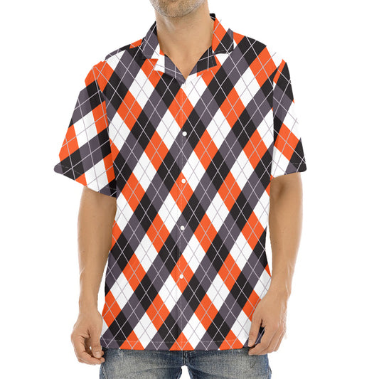 Halloween Party Argyle Pattern Print Aloha Shirt