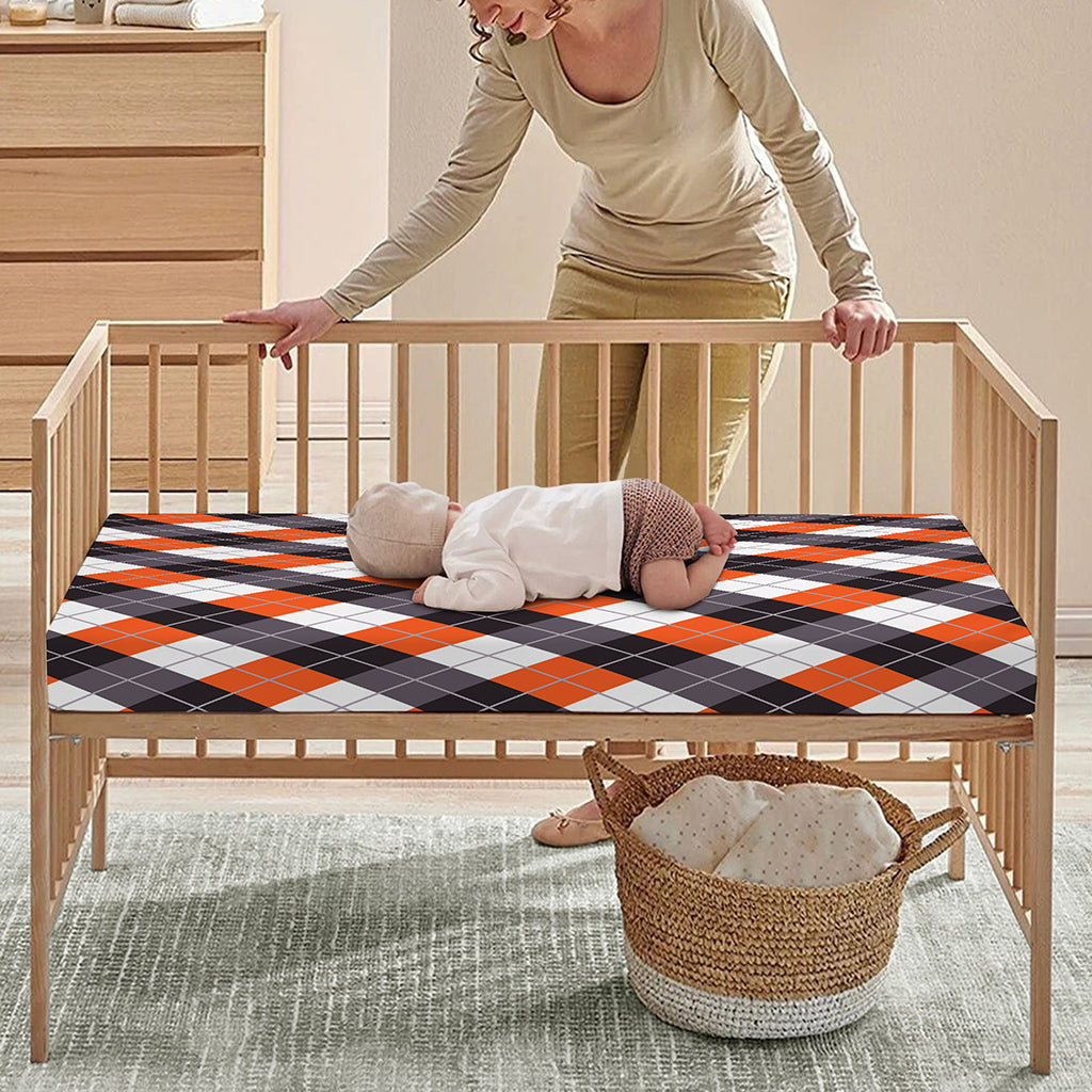 Halloween Party Argyle Pattern Print Baby Crib Sheet