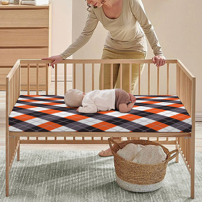 Halloween Party Argyle Pattern Print Baby Crib Sheet