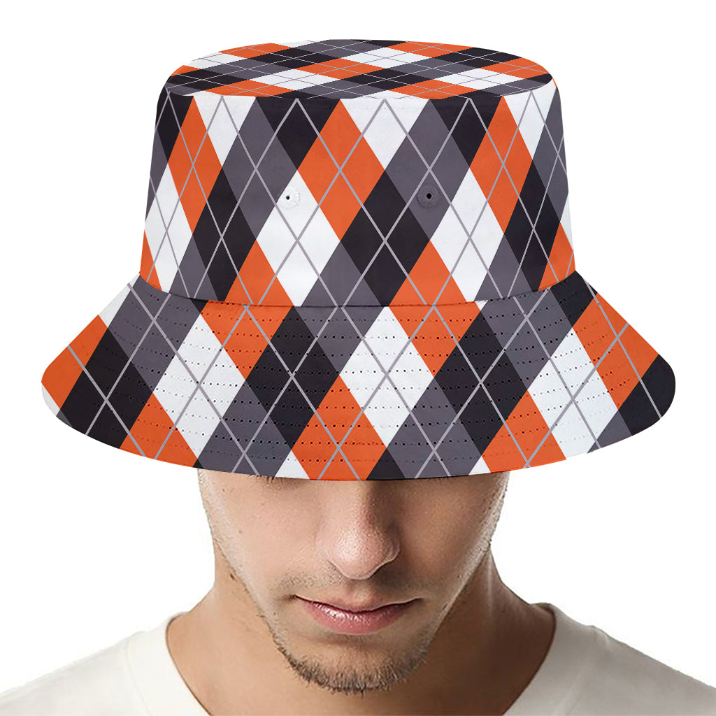 Halloween Party Argyle Pattern Print Bucket Hat