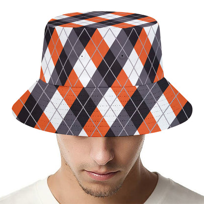 Halloween Party Argyle Pattern Print Bucket Hat