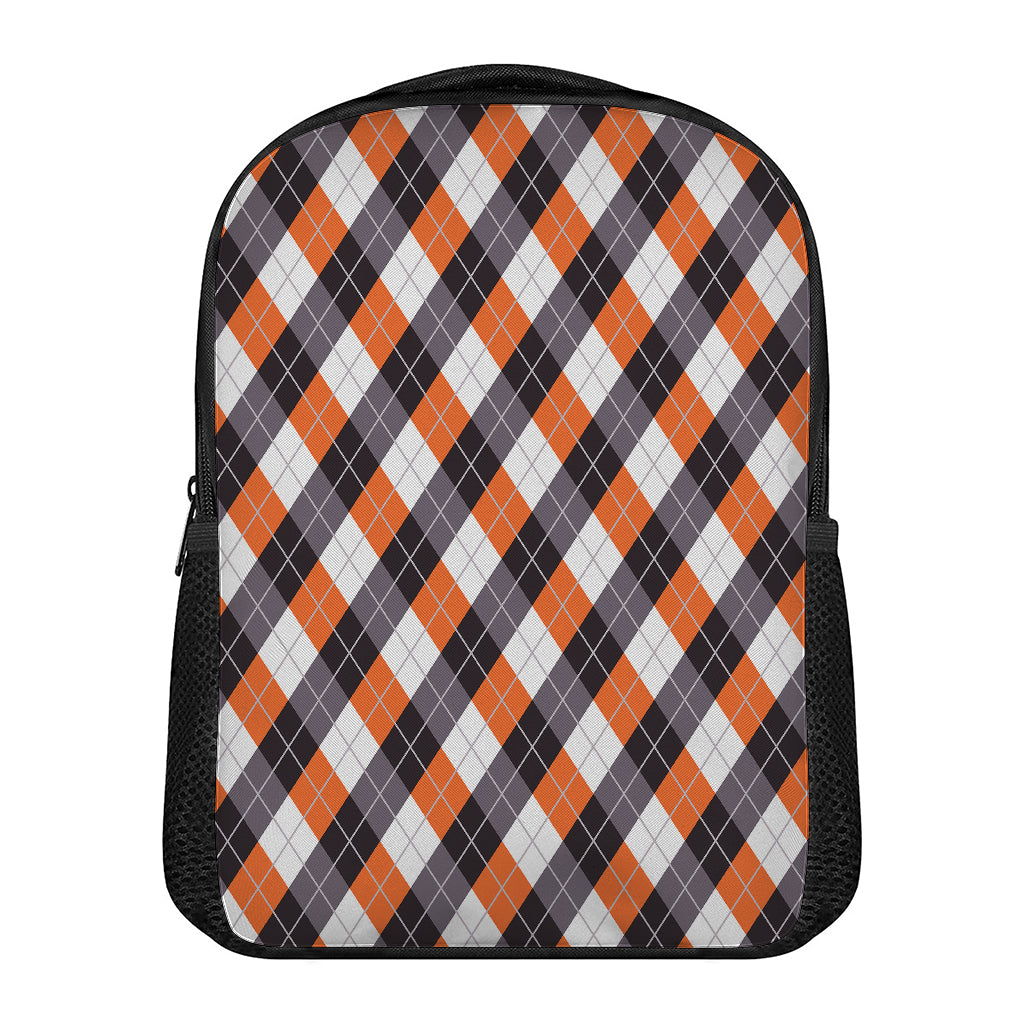 Halloween Party Argyle Pattern Print Casual Backpack