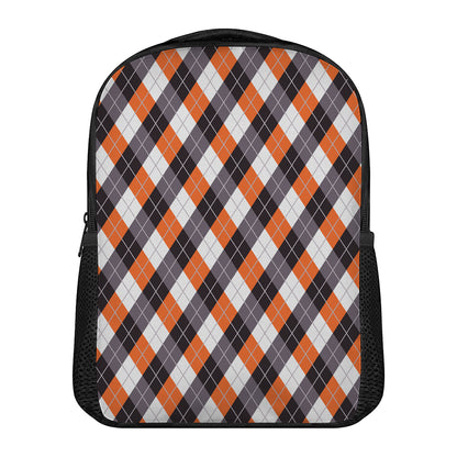Halloween Party Argyle Pattern Print Casual Backpack