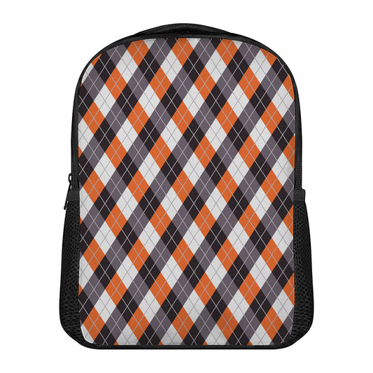 Halloween Party Argyle Pattern Print Casual Backpack