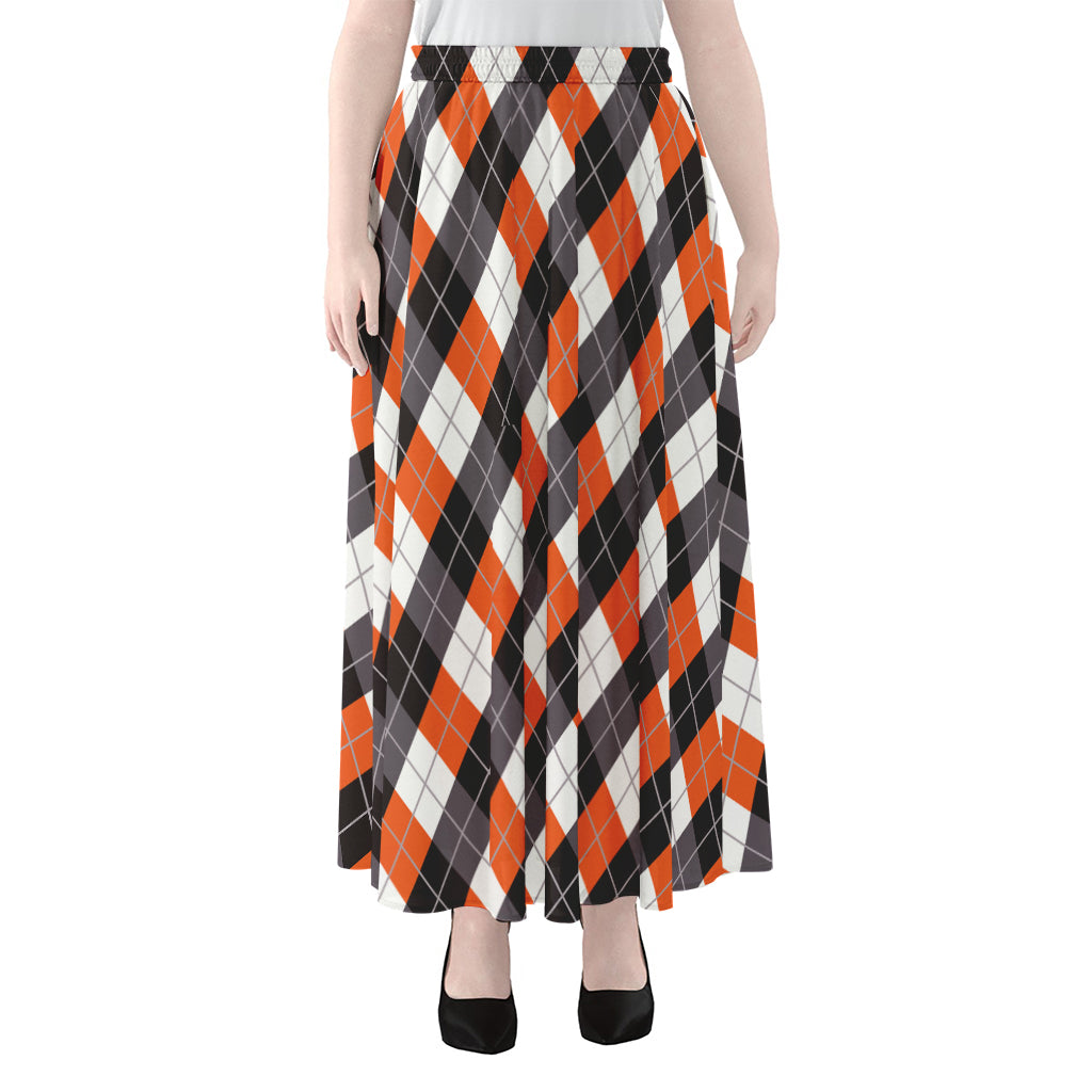 Halloween Party Argyle Pattern Print Chiffon Maxi Skirt