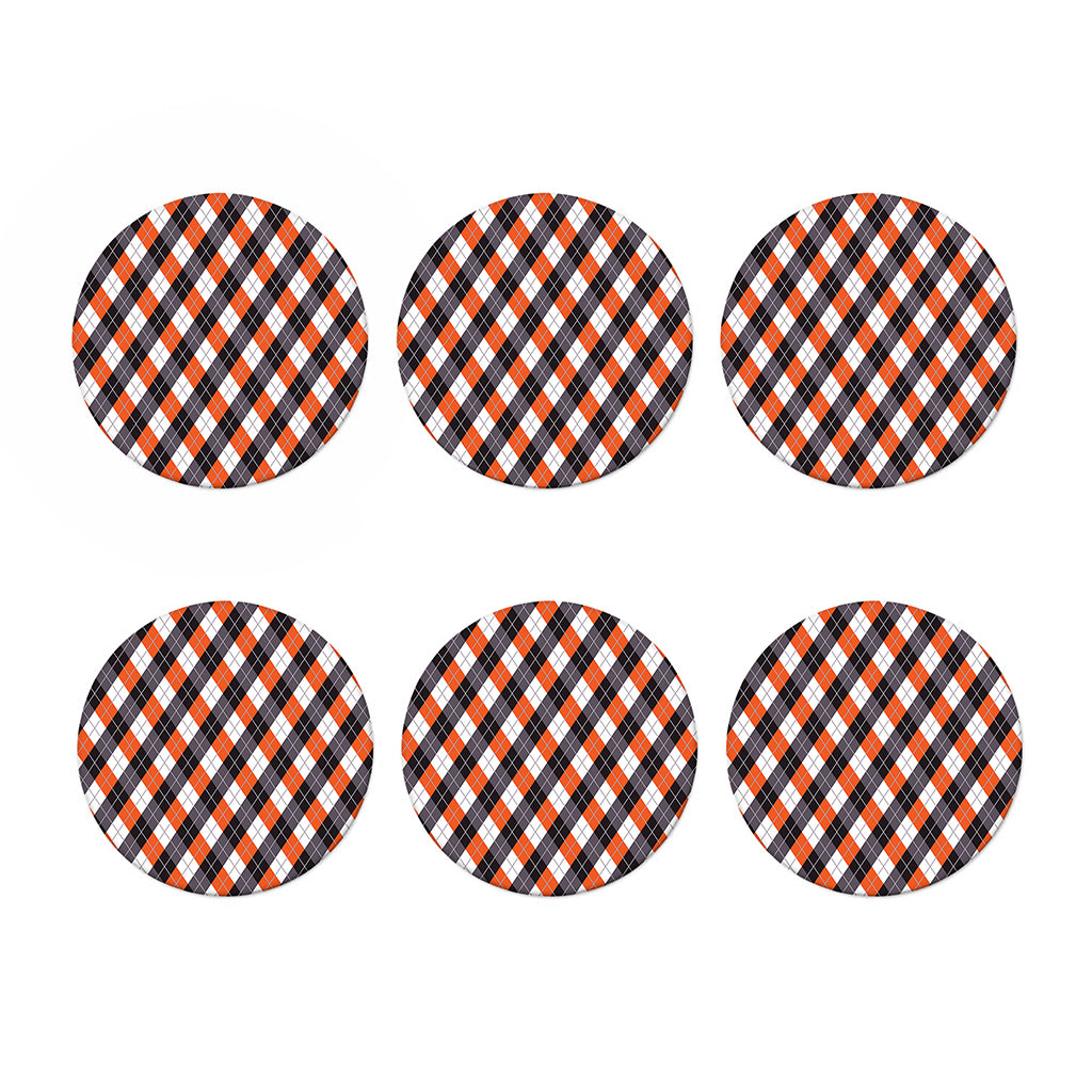 Halloween Party Argyle Pattern Print Coaster Set