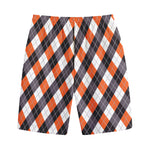 Halloween Party Argyle Pattern Print Cotton Shorts