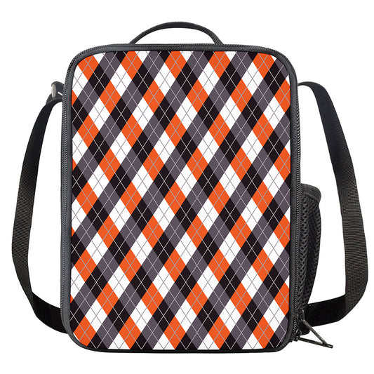 Halloween Party Argyle Pattern Print Crossbody Lunch Bag