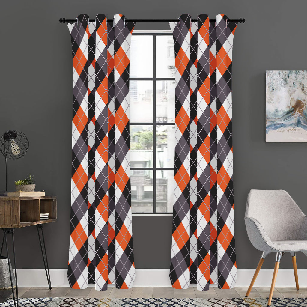 Halloween Party Argyle Pattern Print Curtain