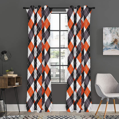 Halloween Party Argyle Pattern Print Curtain