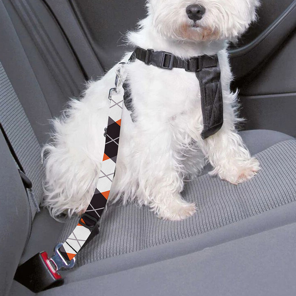 Halloween Party Argyle Pattern Print Dog Seat Belt
