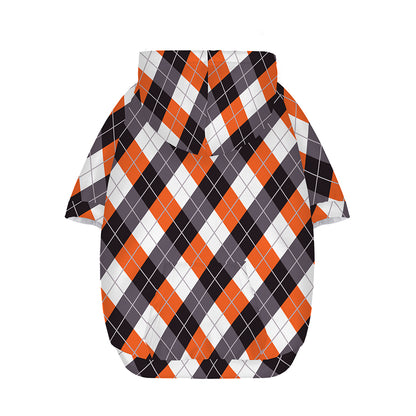 Halloween Party Argyle Pattern Print Dog Zip Up Hoodie