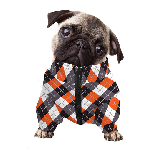 Halloween Party Argyle Pattern Print Dog Zip Up Jacket