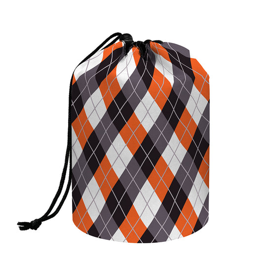 Halloween Party Argyle Pattern Print Drawstring Makeup Bag
