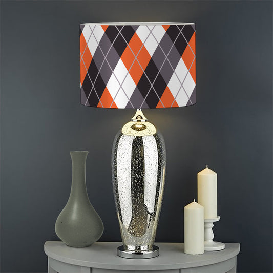 Halloween Party Argyle Pattern Print Drum Lamp Shade