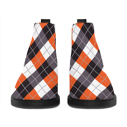 Halloween Party Argyle Pattern Print Flat Ankle Boots