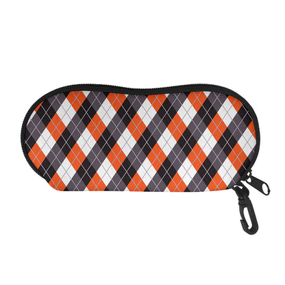 Halloween Party Argyle Pattern Print Glasses Case