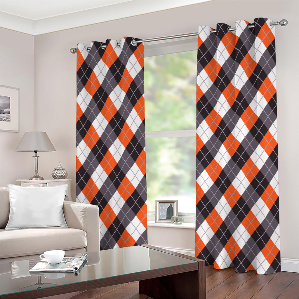 Halloween Party Argyle Pattern Print Grommet Curtains