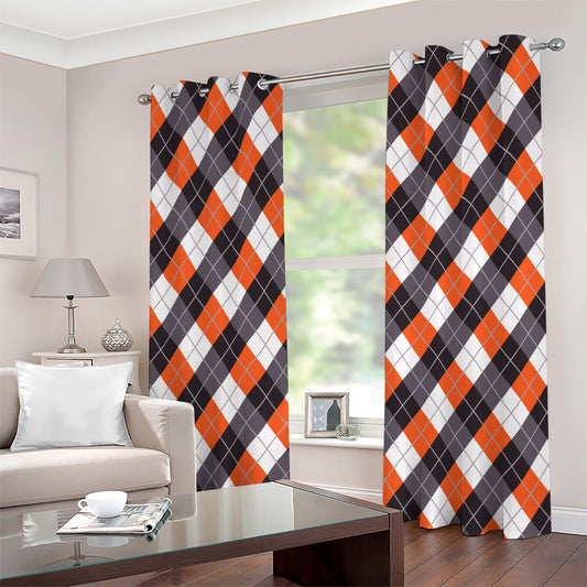 Halloween Party Argyle Pattern Print Grommet Curtains