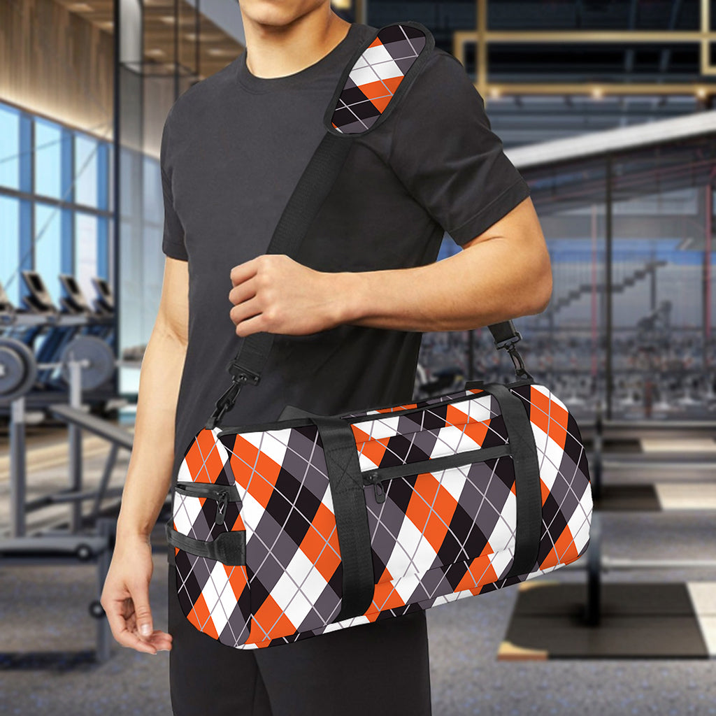 Halloween Party Argyle Pattern Print Gym Bag