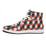 Halloween Party Argyle Pattern Print High Top Leather Sneakers