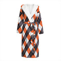 Halloween Party Argyle Pattern Print Hooded Bathrobe