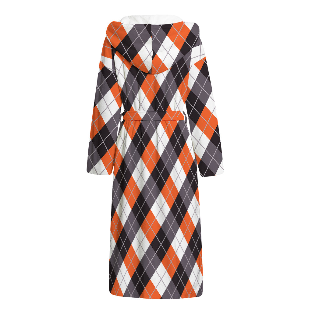Halloween Party Argyle Pattern Print Hooded Bathrobe
