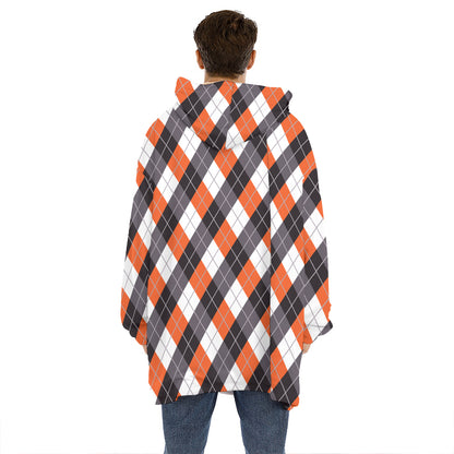 Halloween Party Argyle Pattern Print Hoodie Blanket