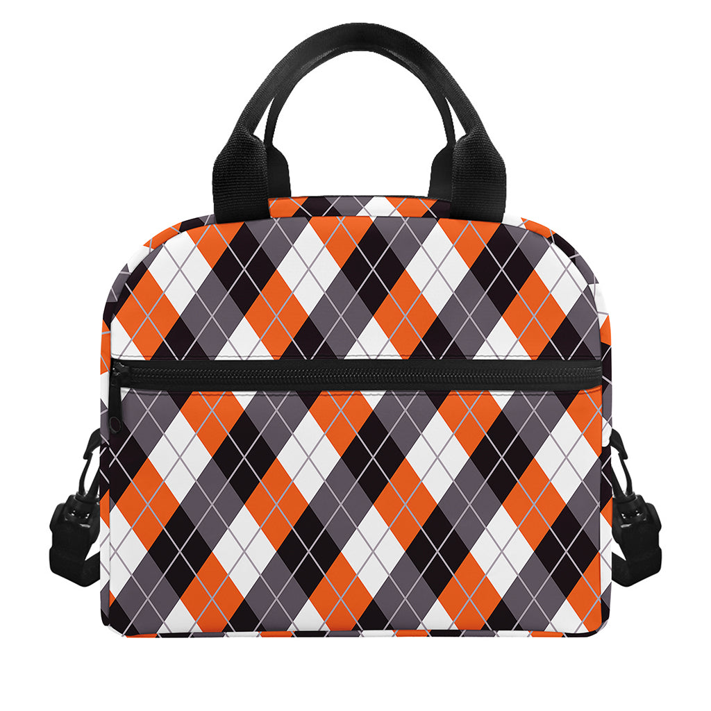 Halloween Party Argyle Pattern Print Insulated Lunch Bag