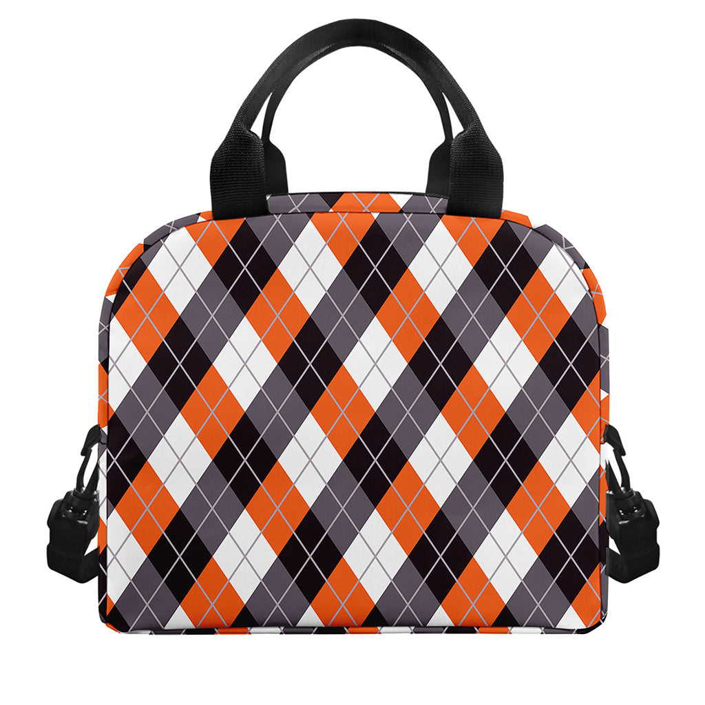 Halloween Party Argyle Pattern Print Insulated Lunch Bag