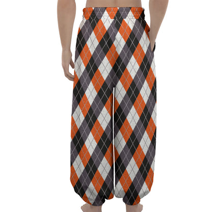 Halloween Party Argyle Pattern Print Lantern Pants