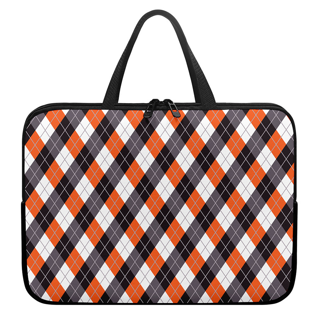 Halloween Party Argyle Pattern Print Laptop Sleeve With Handle