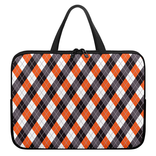 Halloween Party Argyle Pattern Print Laptop Sleeve With Handle