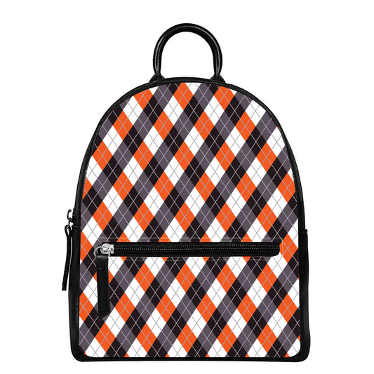 Halloween Party Argyle Pattern Print Leather Backpack