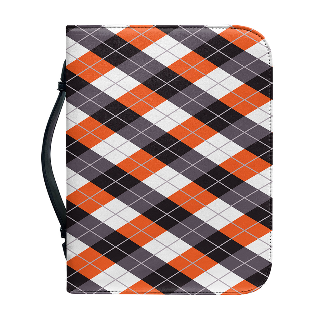 Halloween Party Argyle Pattern Print Leather Bible Cover