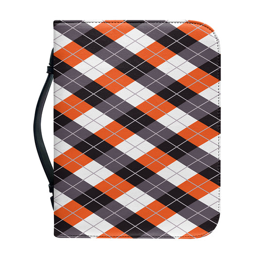 Halloween Party Argyle Pattern Print Leather Bible Cover
