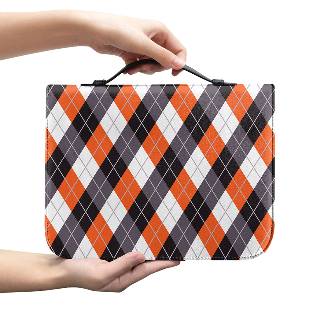 Halloween Party Argyle Pattern Print Leather Bible Cover
