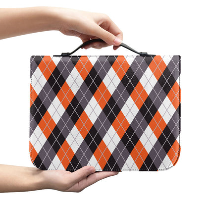 Halloween Party Argyle Pattern Print Leather Bible Cover