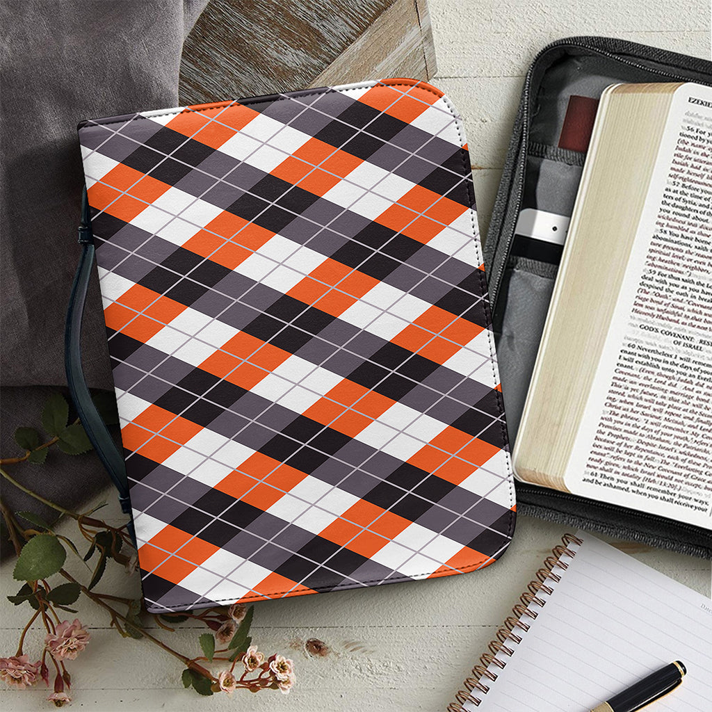 Halloween Party Argyle Pattern Print Leather Bible Cover