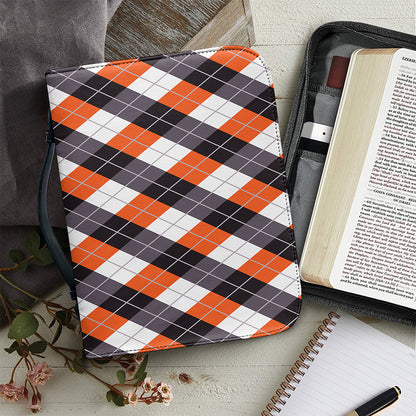 Halloween Party Argyle Pattern Print Leather Bible Cover
