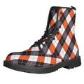 Halloween Party Argyle Pattern Print Lace-Up Boots