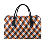 Halloween Party Argyle Pattern Print Leather Duffle Bag