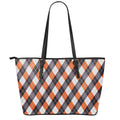 Halloween Party Argyle Pattern Print Leather Tote Bag With Zipper